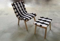 & Stool Woven Leather Belt Smilow Living Room Seats