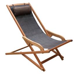 Outdoor Interiors Sling and Eucalyptus Lounger with Pillow