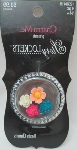 Charm Me  - Story Locket Filler Charms - 4 piece resin Flowe