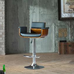 Swivel Bar Stool With Arms Mid Century Black Walnut Adjustab