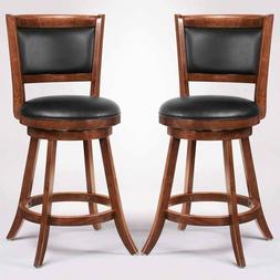 S 24"h Bar Stool Set Of 2 Espresso W/ Upholstered Seat