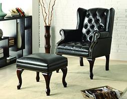 Traditional Wing Back Chair/Ottoman, Black