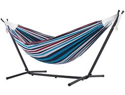 Two Person Fabric Hammock with Stand, Denim