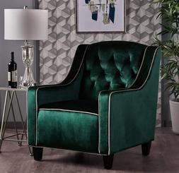 Club Chair Arms Tall Tufted Accent Living Room Bedroom Green