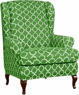 Slipcover Stretch Printed Spandex Wing Back Cover 2-piece
