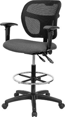 Flash Furniture WL-A7671SYG-GY-AD-GG Mid-Back Mesh Drafting 