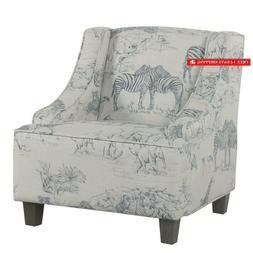 Homepop Youth Upholstered Swoop Arm Accent Chair,  Jungle Pr